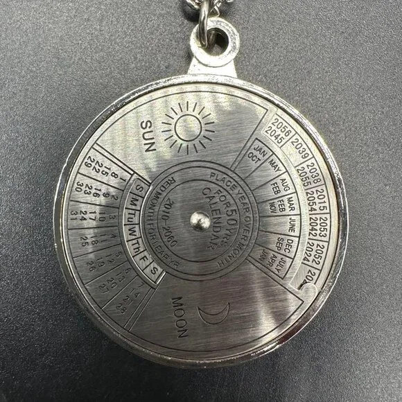 50 Year Perpetual Calendar Pendant Necklace 2010 to 2060 Nautical Guide Metal - Picture 4 of 9